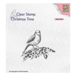 Tampon transparent scrapbooking Nellie's choice OISEAU SUR BRANCHE FRUIT 032