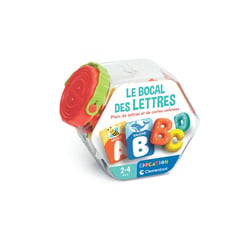 Clementoni Le Bocal des Lettres – Alphabet et premiers mots, 30 cartes illustrées et 26 lettres en plastique