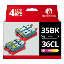 Pack compatible avec CANON PGI-35/CLI-36 4 cartouches - 123CONSOMMABLES