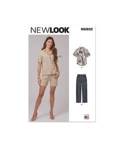 Patron New Look 6802 - Chemises, pantalons et shorts femme taille n°FR 36-48