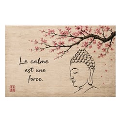 Plaque métal Bouddha zen cerisier citation déco L30