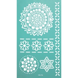 MégaCréa DIY - Pochoir adhésif repositionnable Mandala 11,5 x 20,5cm