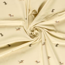 Tissu Jersey Coton imprimé Dogs teckel sur fond Beige