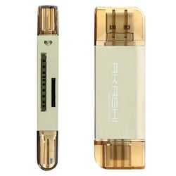 Akashi Lecteur de Carte SD et Micro SD 3 en 1 USB Micro USB et USB Type C Gris