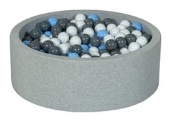 Piscine à balles Aire de jeu + 450 balles blanc, bleu clair, gris - Velinda
