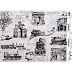 Feuille papier calque, papier velin scrapbooking Fabrika Decoru 30 x 42 cm MONUMENT RETRO 259