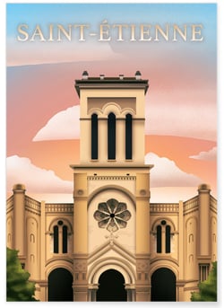 Affiche ville Saint-Étienne | A3 : 29,7x42cm