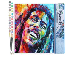 Peinture par Numéro Figured'Art - Bob Marley Aquarelle - Kit de Loisir Créatif DIY Numéro d'Art Complet - 40x50cm sans châssis en bois