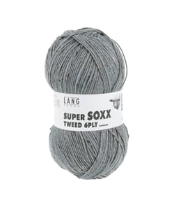 Pelote à tricoter SUPER SOXX TWEED 6 fils - 150 Gr - Lang Yarns : La laine robuste, chaude et élégante 24 Gris
