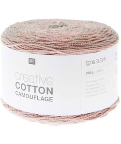 Pelote de coton Creative Cotton Camouflage - 200GR - Rico Design 002 Rose - Rose Garden