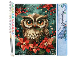 Peinture par Numéro Figured'Art - Chouette de Noël - Kit de Loisir Créatif DIY Numéro d'Art Complet - 40x50cm sans châssis en bois