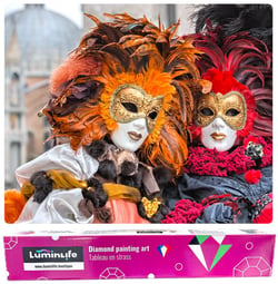 Diamond Painting Broderie Diamant LUMINLIFE 45x55cm, 5D, diamants ronds - Top Masque de Venise