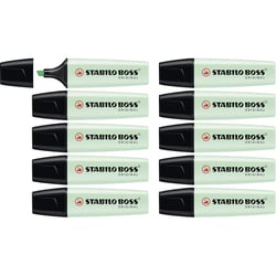 Lot de 10 surligneurs - STABILO - BOSS ORIGINAL Pastel - Pointe biseautée 2-5 mm - Vert pastel