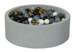 Piscine à balles Aire de jeu + 450 balles noir, blanc, transparent, or, gris - Velinda