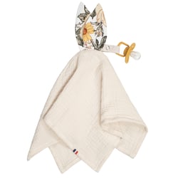 Doudou lapin attache tétine en gaze de coton, Néo Vintage