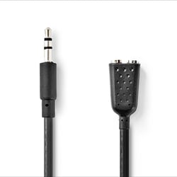 Nedis Câble répartiteur audio jack spilt stéréo 20 cm 2 connecteurs de sortie Noir