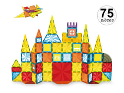 Jeu de construction magnétique - 75 pièces -Tuiles colorées - Matériaux ultra résistants - L - 1001Jouets