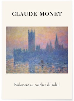 Affiche Claude Monet - Parlement au Coucher du Soleil | A3 : 29,7x42cm