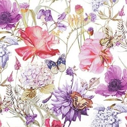 Lot de 4 serviettes en papier découpage collage 33 cm FLEUR ROSE PAPILLON F 910