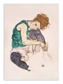 Affiche 30 x 40 cm - Seated Woman With Legs Drawn Up - Egon Schiele