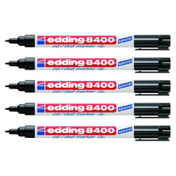Lot de 5 marqueurs permanents pointe ogive 1 mm - EDDING - Noir