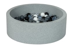 Piscine à balles Aire de jeu + 200 balles noir, blanc, transparent, gris - Velinda