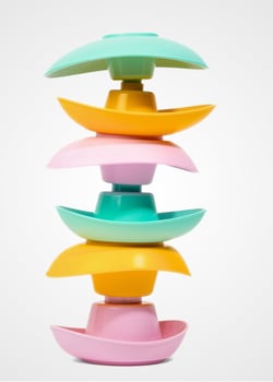 Jouet de bain made in France en matière recyclée Barques Gigognes x6