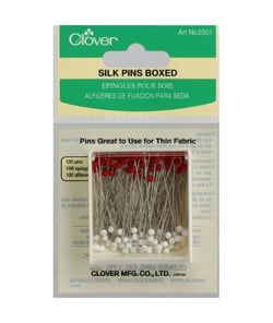 Boite de 100 épingles pour soie - Clover Rouge/Blanc