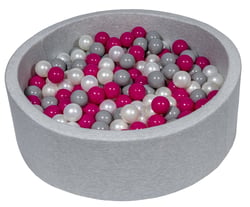Piscine à balles Aire de jeu + 200 balles perle, rose, gris - Velinda