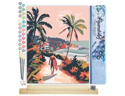 Peinture par Numéro Figured'Art - Promenade côtière - Kit de Loisir Créatif DIY Numéro d'Art Complet - 40x50cm toile roulée + châssis en bois à monter