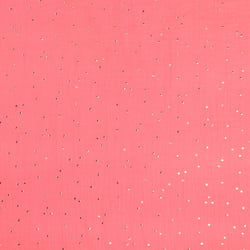 Tissu Double gaze Baya Pois dorés sur fond Corail