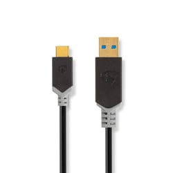 Nedis Câble de Charge et de Données USB-A Mâle vers USB-C Mâle 60W 5 Gbps 1m Noir / Or