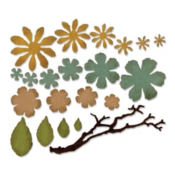 Gabarit de découpe pour machine Sizzix Tim Holtz Thinlits - Floral déchiqueté - 21 pièces