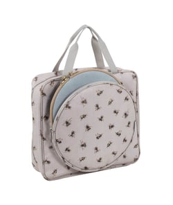 Sac de rangement pour cerceaux de broderie – Motif Abeille – Hobby Gift (12 x 35 x 35 cm) Ecru