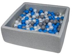 Piscine à balles pour enfant, 90x90 cm, Aire de jeu + 200 balles perle, bleu, gris - Velinda