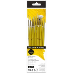 Pinceaux - 10 pièces - Toutes techniques - Assorti tailles et formes - Synthétique - Daler Rowney