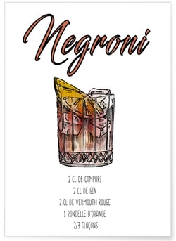 Affiche Cocktail Negroni | A3 : 29,7x42cm