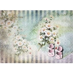 1 feuille de papier de riz 29,7 x 42 cm Itd Collection CHAUSSURE ENFANT FLEUR 252L