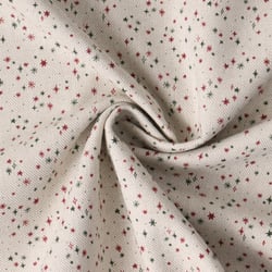 Tissu Toile de coton Honorine petites étoiles Rouges sur fond Ecru