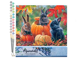 Peinture par Numéro Figured'Art - Trio de lapins - Kit de Loisir Créatif DIY Numéro d'Art Complet - 40x50cm sans châssis en bois