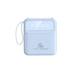 Avizar PowerBank 10000mAh 20W avec Écran LED / Torche / Câbles Compact Bleu