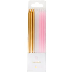 16 Longues Bougies Love Pink (14 cm)