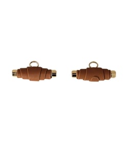 Bouton buchette simili cuir 48mm marron havane