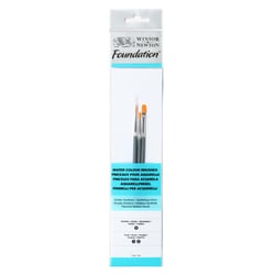 Assortiment 3 Pinceaux Manche Court Rond N°3/ Plat N°1 Et 2 - Winsor Et Newton