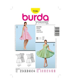 Patron Burda 7556 Robe taille n°FR 32-44
