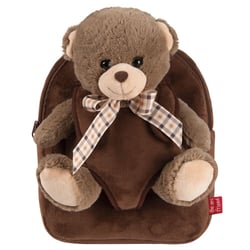Sac à dos maternelle Animal Peluche 25 CM - Réversible Ours brun