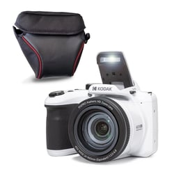 KODAK Pixpro Astro Zoom AZ405 + Housse de Protection - Appareil Photo Numérique Bridge, Zoom X40, Grand Angle de 24 mm, 20 Mégapixels, LCD 3, Vidéo Full HD 1080p, OIS, Pile AA - Blanc