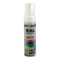 Stylo de retouche peinture acrylique - Blanc pur - RAL 9010 - Mat - Tous supports - Duplicolor