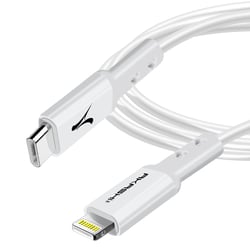 Akashi Câble USB-C vers Lightning Charge Rapide 3A Charge Synchro 3m Blanc