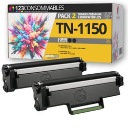 TN1150 - Pack 2 toners Brother TN-1150 compatibles DCP-L1640W DCP-L1660W HL-L1242W - 123CONSOMMABLES